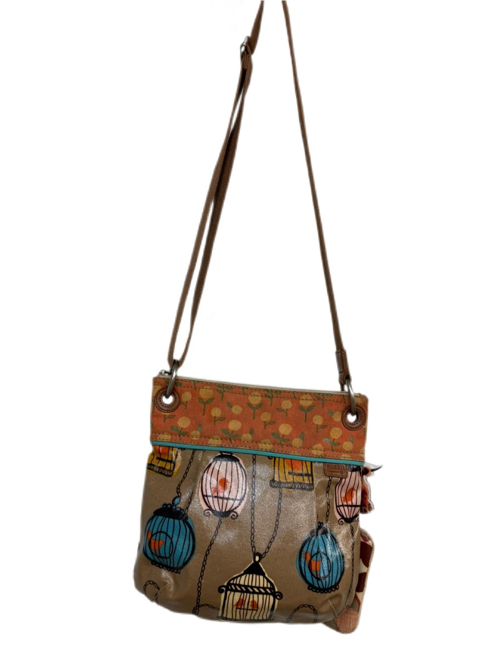 Fossil Key-Per Birdcage Convertible Shoulder/Crossbody Bag + Matching Pouch